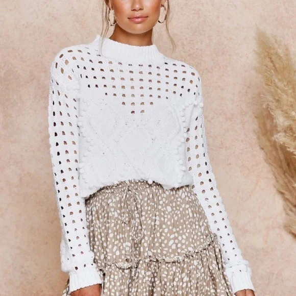 Peek-A-Boo Pompom Sweater - Picture 7 of 10